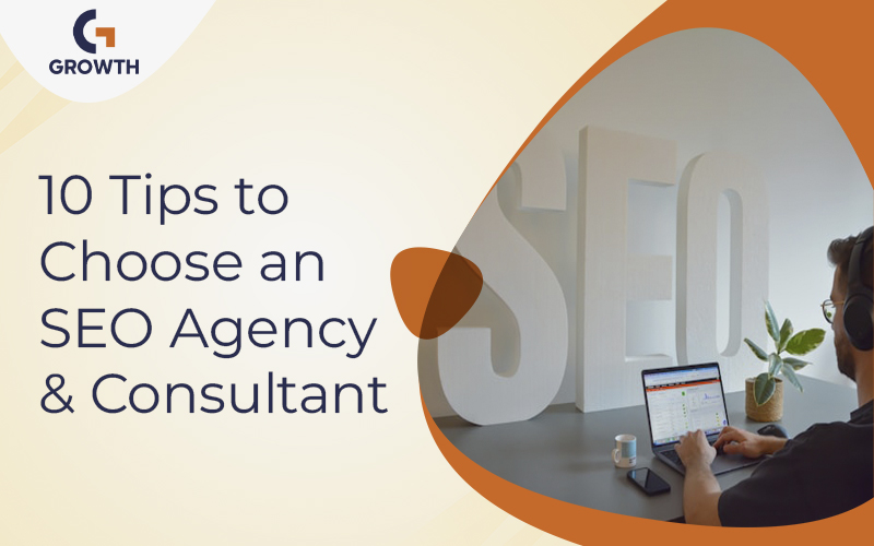 Expert working on SEO analytics with large SEO letters, showing tips to choose an SEO agency